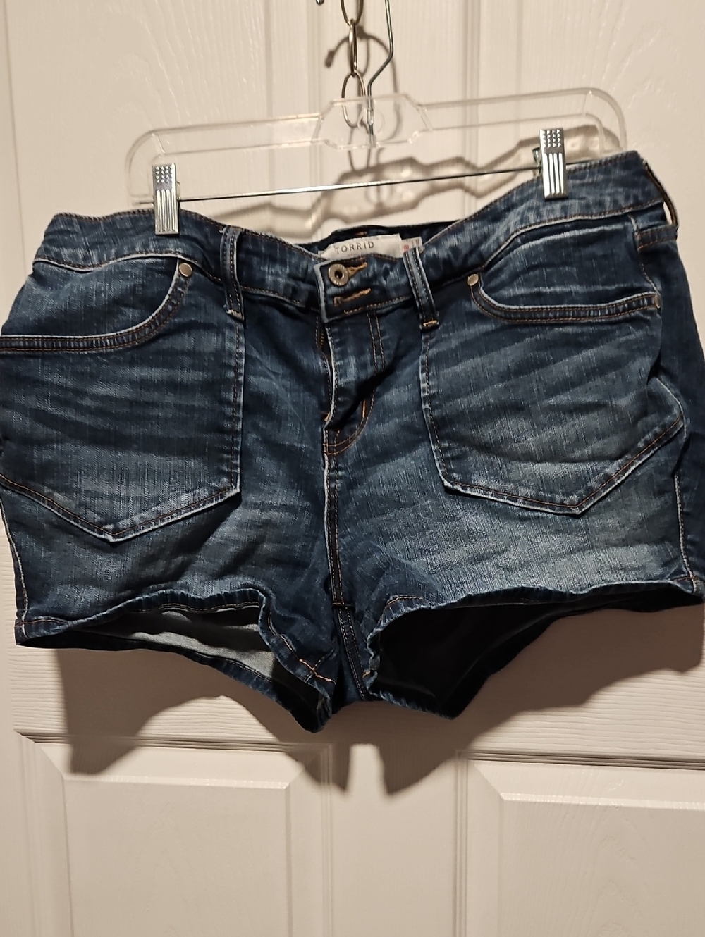 torrid Medium Dark Blue Washed Denim Shorts